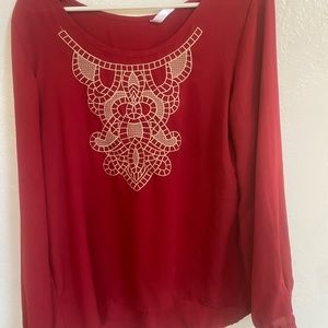Red long sleeve blouse